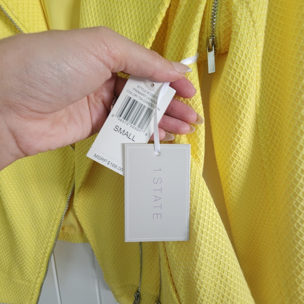 NWT 1. State Yellow Tailored Blazer W/ Convertable Slerves Zippers - Picture 6 of 6